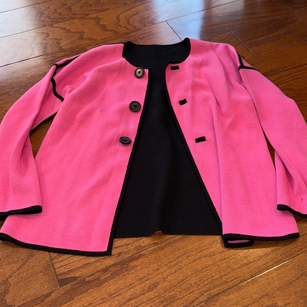 pink and black reversible cardigan